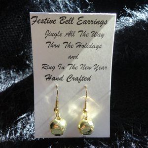 FREE with BUNDLE - NEW Hand Crafted Festive Jingle Bell Earrings Small Golden